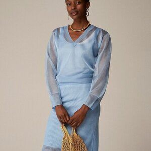 PRICE REDUCTION ⭐NWT J. Crew Collection Sheer V-neck Sweater Cerulean Blue Sz L